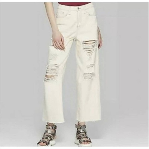 wild fable Denim - Wild Fable Cream Distressed High Rise Skater Jeans Sz 2